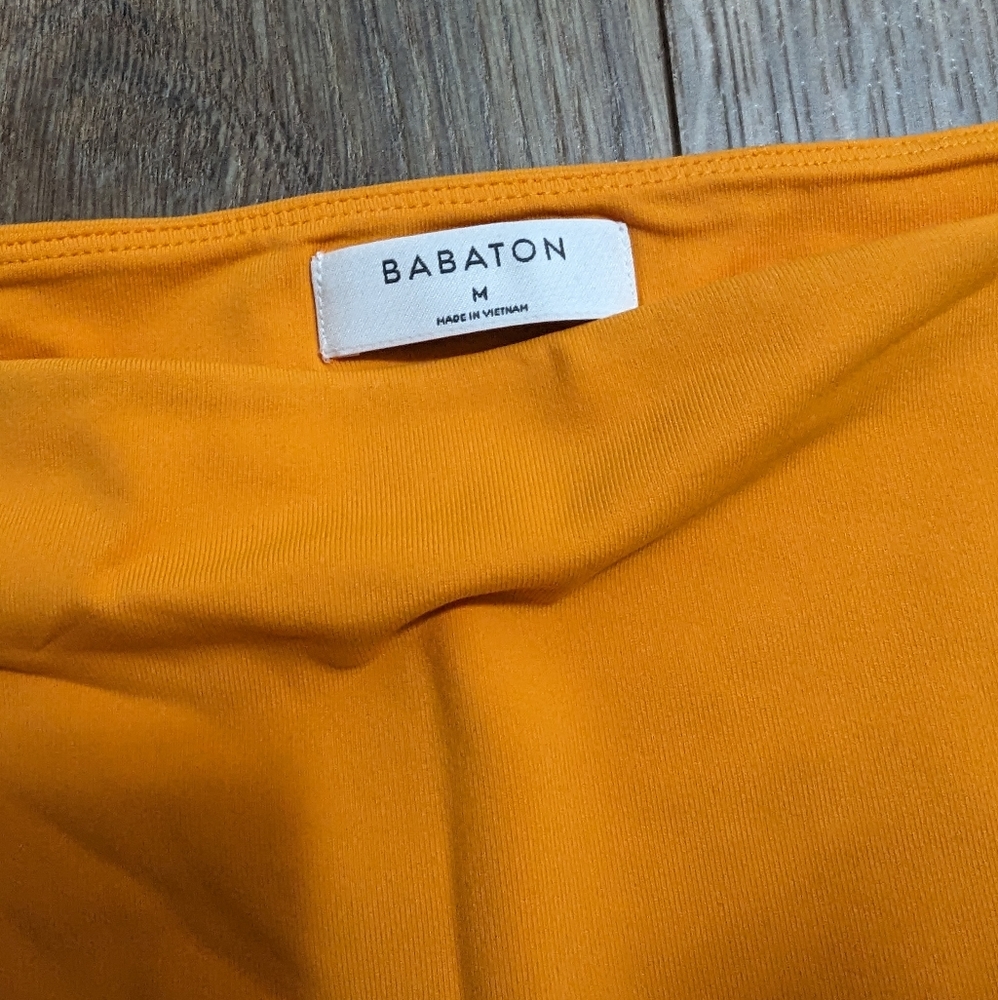 BABATON | Aritizia, NWT Orange square neck, long sleeve thong bodysuit, Medium - Picture 4 of 6